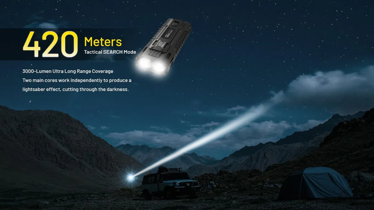 Nitecore EDC37 taktische LED-Taschenlampe – helle Taschenlampe mit 8000 Lumen, 420m Reichweite, USB-C wiederaufladbar, kompakt & wasserdicht für Outdoor, Notfall & Polizei