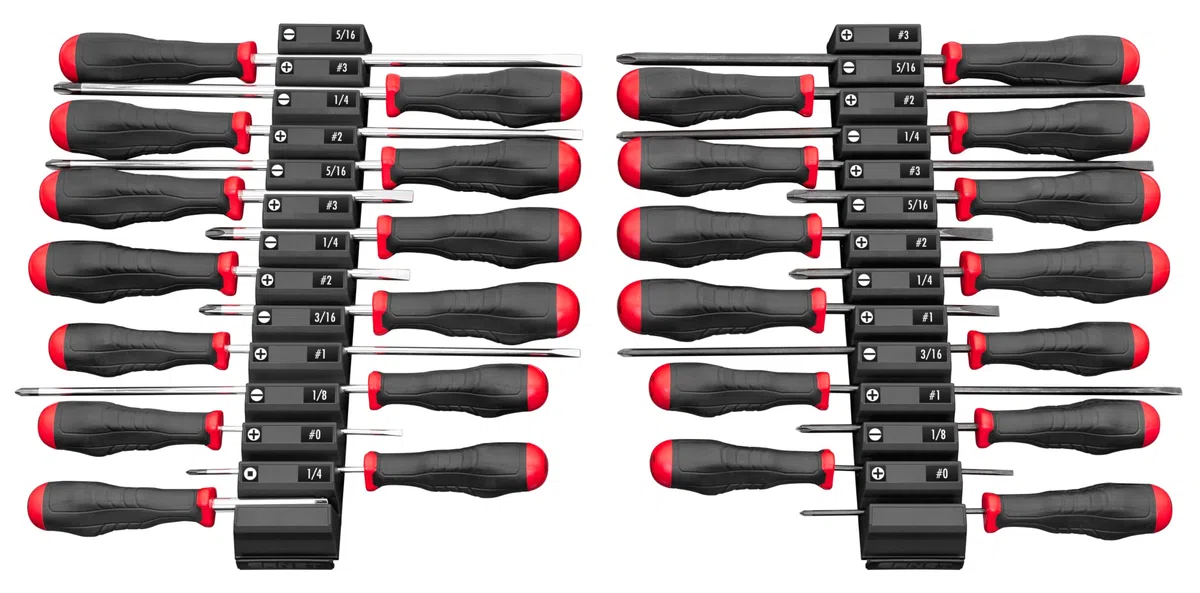 Ernst Manufacturing Modularer Schraubendreher-Organizer für 26 Werkzeuge mit Magnetfuß Schwarz