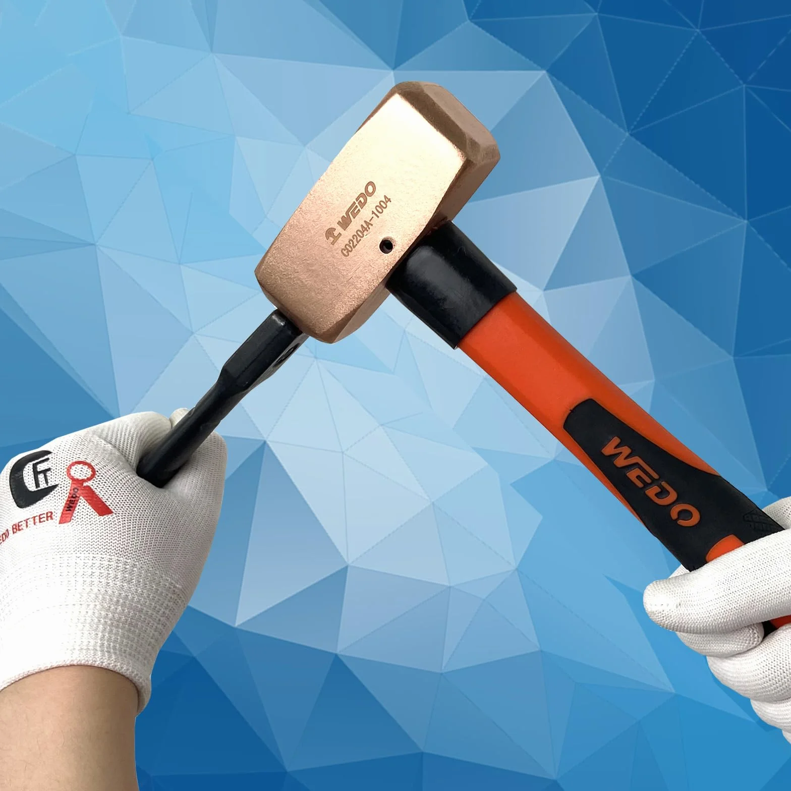 WEDO Fäustel, Kupferhammer,Vorschlaghammer mit Fiberglasstiel,500g,Länge 300mm,Abbruchhammer,Schlosser-Hammer,Kopf geschmiedet,Ingenieurhammer Einsatz bei Präzisionsabbrucharbeiten,Stemmhammer