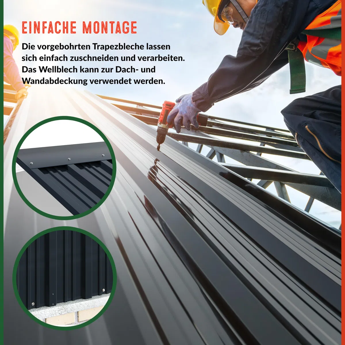 GARDEBRUK Trapezblech 129x46cm 7m² verzinkt Dachblech anthrazit