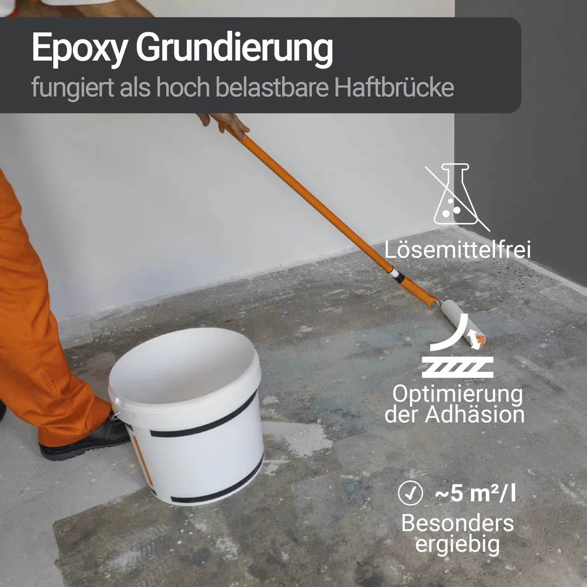 WO-WE Grundierung für Bodenfarbe Epoxidharz Bodenbeschichtung Primer Beton Haftgrund W703-5kg