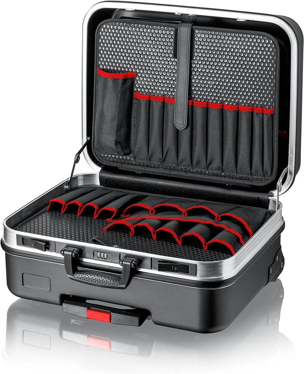 KNIPEX Werkzeugkoffer BIG Basic Move, leer, mit Rollen, Teleskopgriff, 54 Steckmöglichkeiten, 33 l Volumen, Werkzeugtrolley, 00 21 06 LE