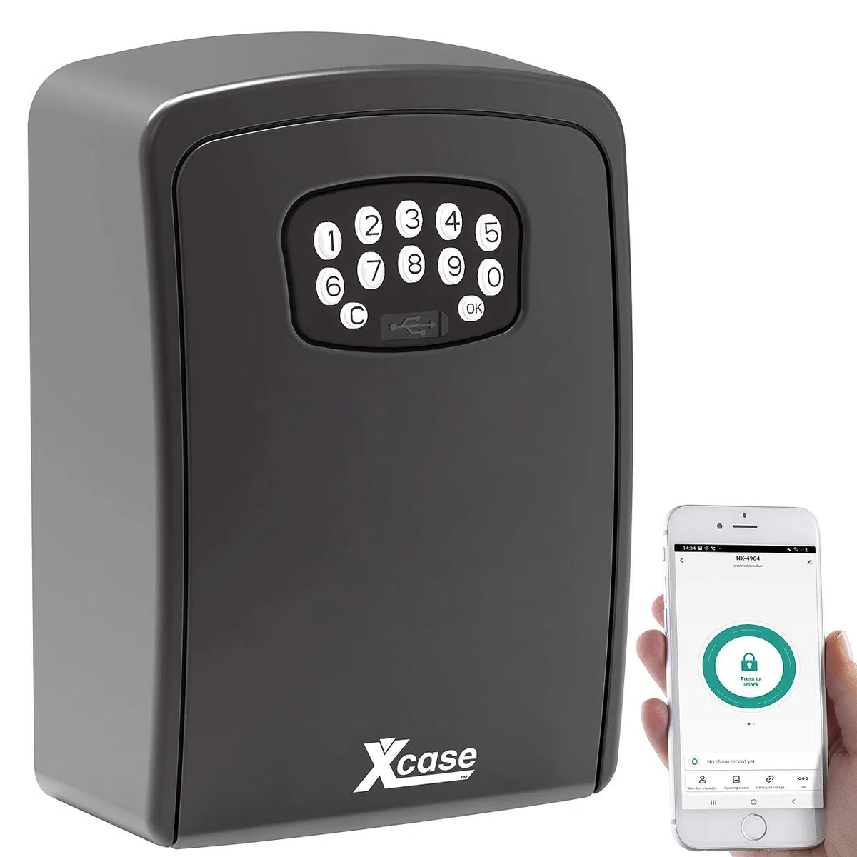 Xcase Schlüsseltresor Mini-Schlüssel-Safe mit App-Kontrolle und WLAN-Gateway IP54