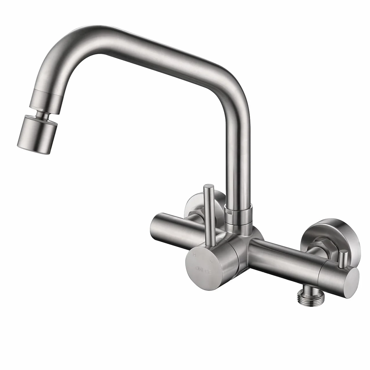 ONECE Küchenarmatur in Wand mit 3/4 Zoll Anschluss für Geschirrspüler/Waschmaschine, Wandarmatur mit 2 Strahlarten, Wasserhahn Küche Wandmontage Mischbatterie, Matt