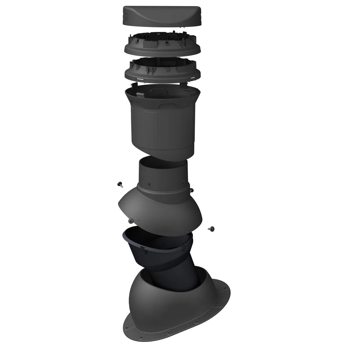 Parotec Entlüftungskamin DN 125 mm – niedrige 325 mm – passiv Dachlüfter für PLATTDACH/TRAPEZBLECH/DOPPELFALZBLECH Dachziegel – Dachentlüftung | Lüftungsziegel – RAL 7016 Anthrazit