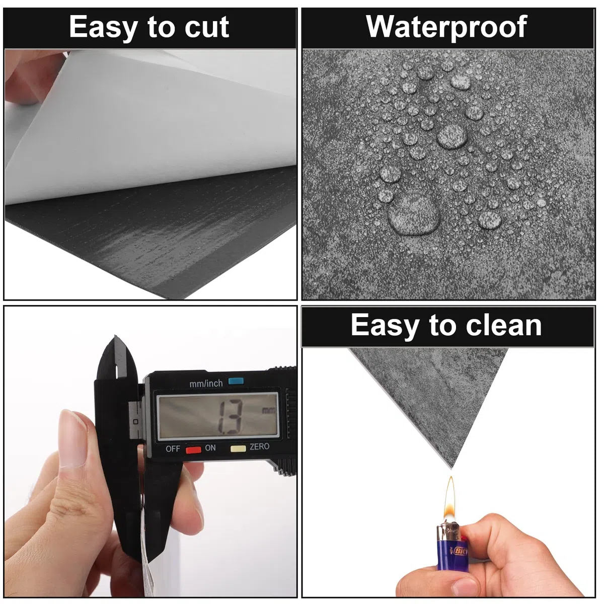 CYEER 40 Stück PVC Bodenbelag Selbstklebend 30x30cm, Vinylboden in Marmoroptik Grau, Wasserfeste Bodenfliesen für Küche, Bad & Mietwohnung, DIY Renovierung (3,6 m²)
