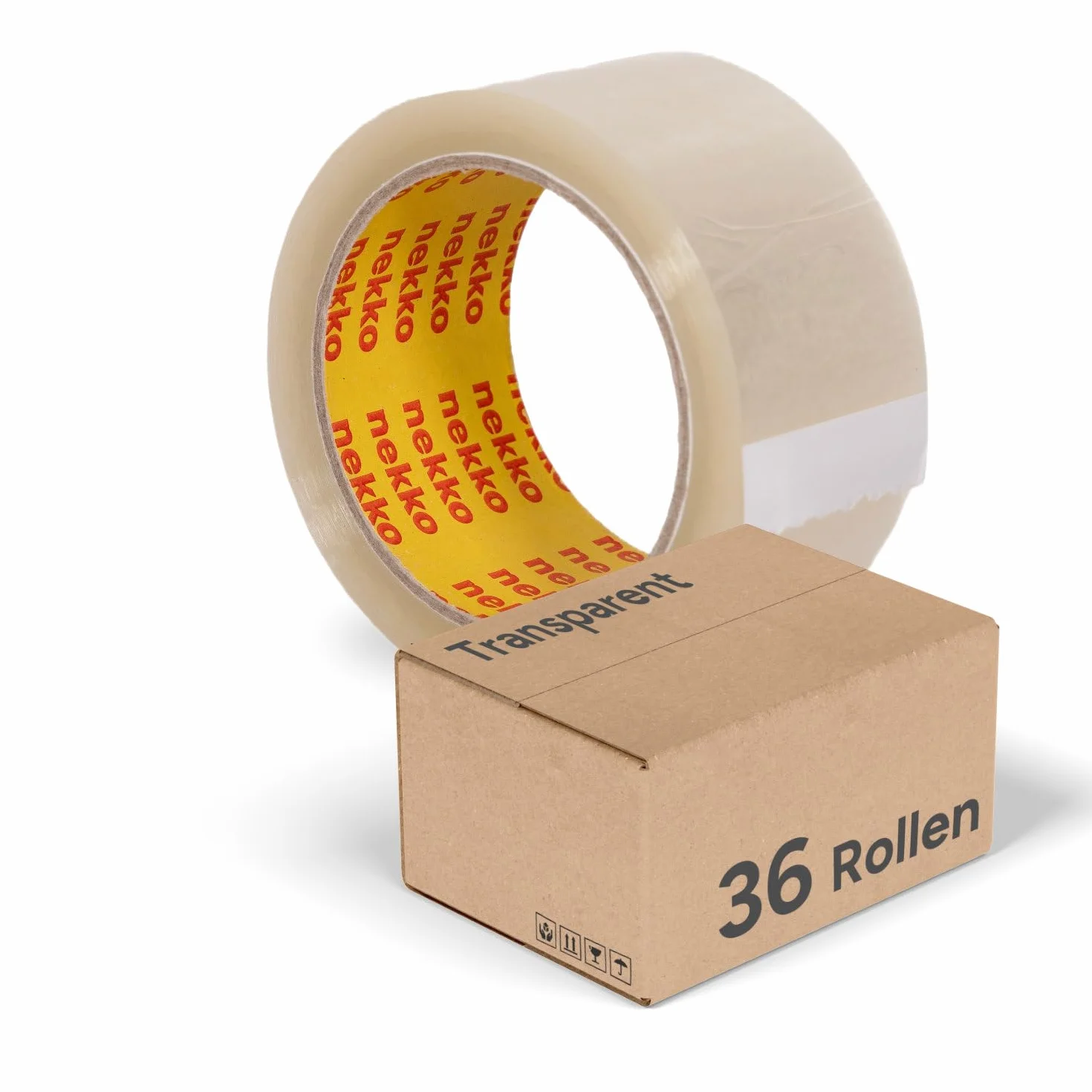 nekko 36 Rollen Paketklebeband Transparent- Starke Klebekraft, Kein Einreißen, Leises Abrollen - Packband Verpackungsband - 50mm x 66m Klebeband