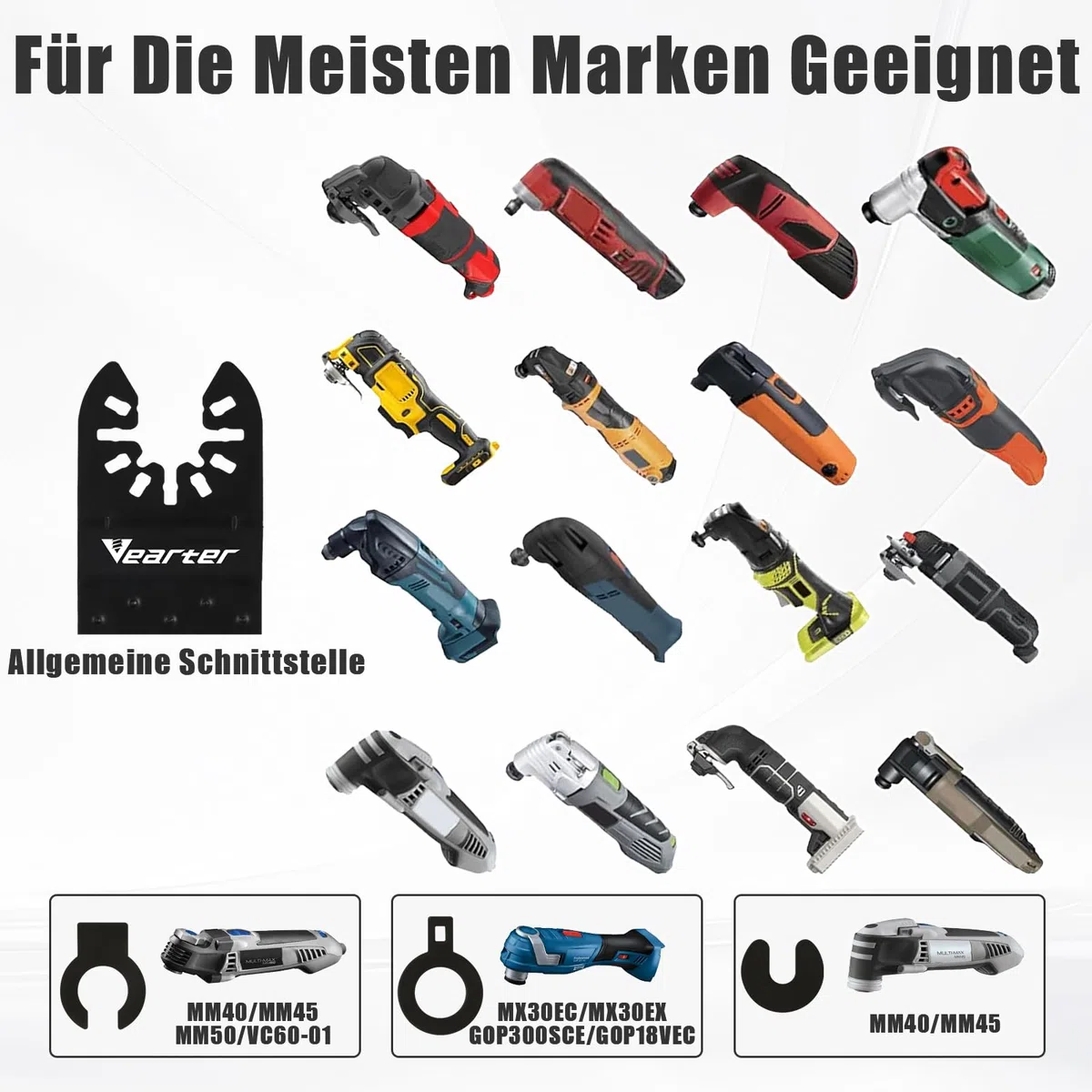 4 Stück Diamant Halbkreisförmige Multifunktionswerkzeug, 76mm Halbrund Multitool Sägeblätter Oszillationswerkzeug für Keramikfliesen, Hohlziegel, Zement, weiche Fliesen, Mauerwerk