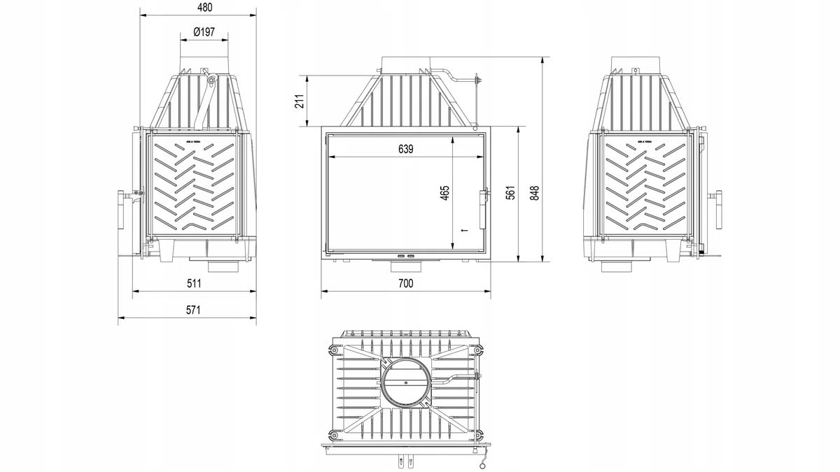 KRATKI Gusseisen Kamin 12 kw Zosia fi 200 Kamineinsatz BImSchV Stufe 2 Montagesatz