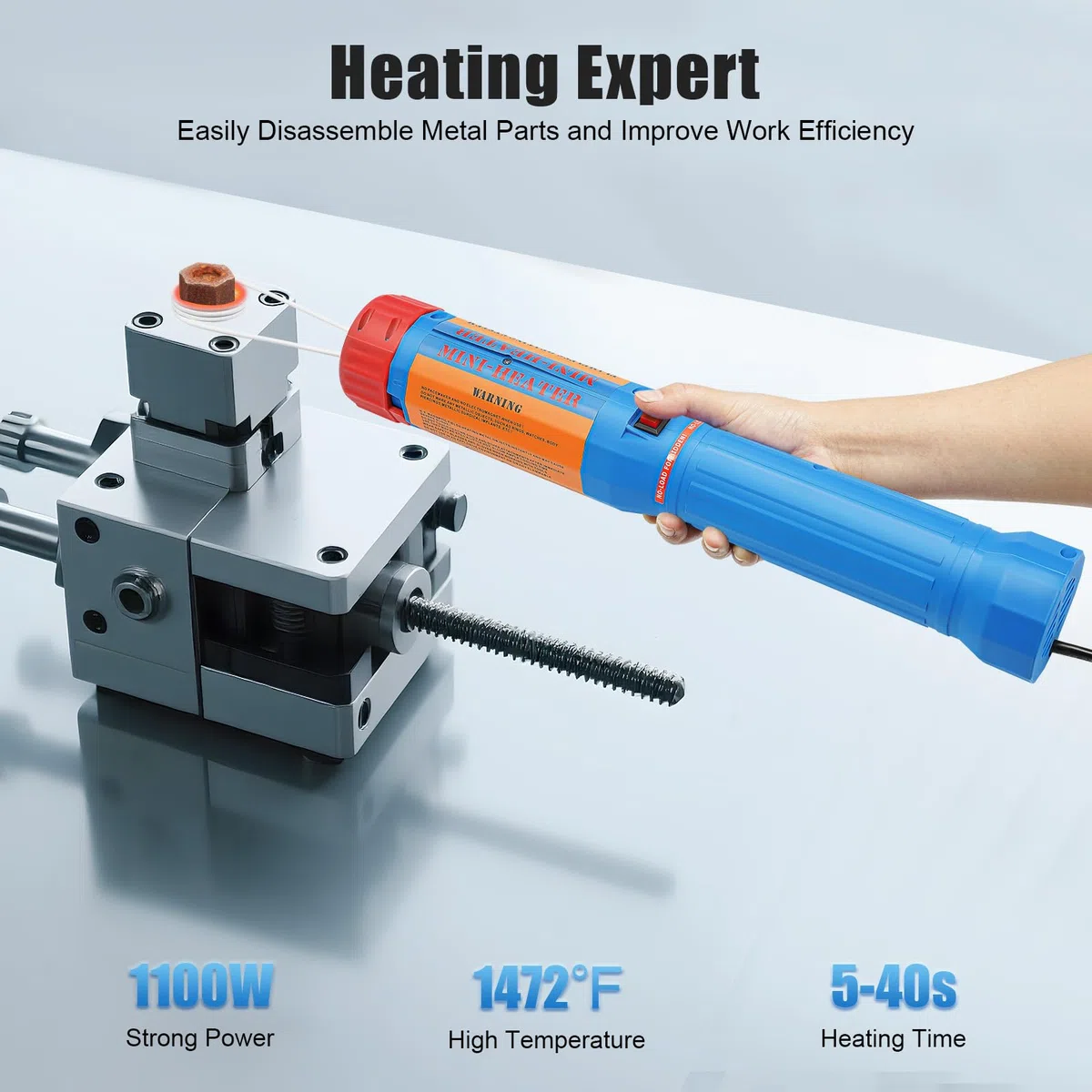 Induktionsheizgerät mit 6 Starren Spulen,2 Flexiblen Spulen,1100W kfz Induktionsheizer 5-40 Sekunden Lösen Max. 800°C mit LED-Anzeigeleuchte,Magnetischer Induktion Schraubenlöser Set,KFZ-Werkzeuge