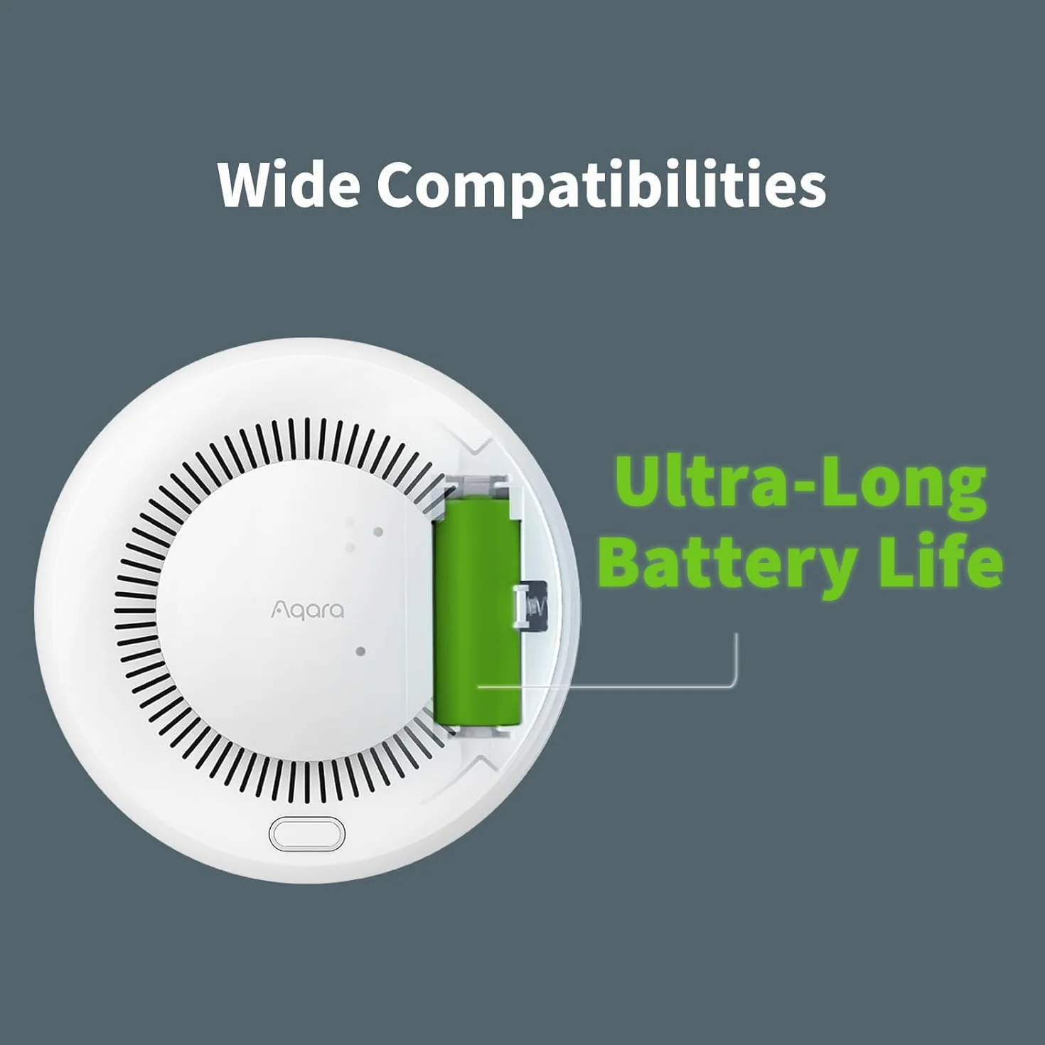 Aqara Rauchmelder, Erfordert Aqara Zigbee 3.0 Hub, Feuermelder Rauchwarnmelder mit 85dB-Sirene, Brandmelder mit Ultralange Akkulaufzeit, Unterstützt HomeKit, Alexa, Google, Matter Over Bridge