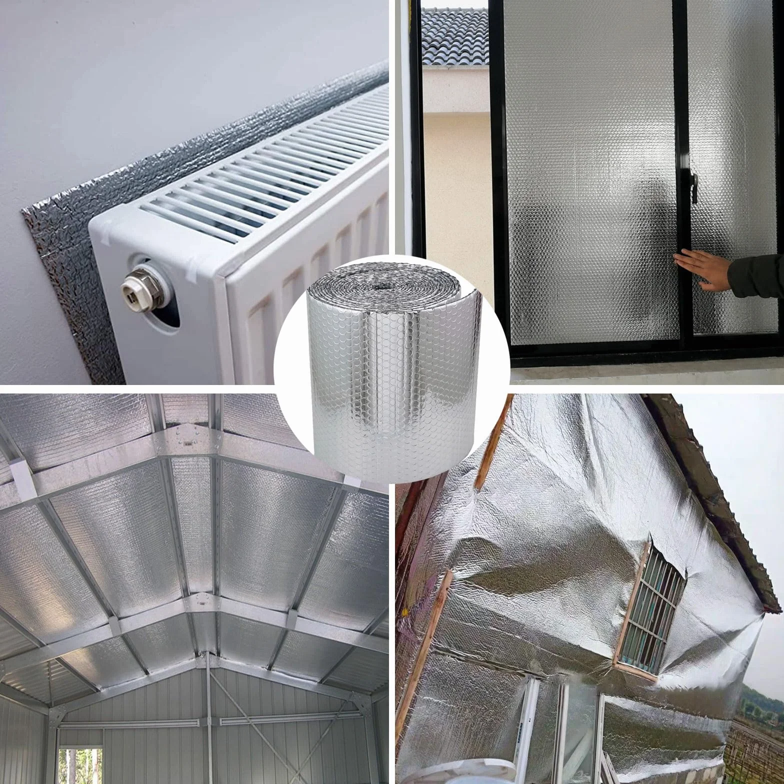 Reflexionsfolie Isolierfolie Dämmfolie Selbstklebend Doppelte Alu-Luftpolsterfolie Heizkörper Dachisolierung Camper Thermofolie Isolierungsfolie Wärmehaltung(Size:1X25m,Color:Silber)