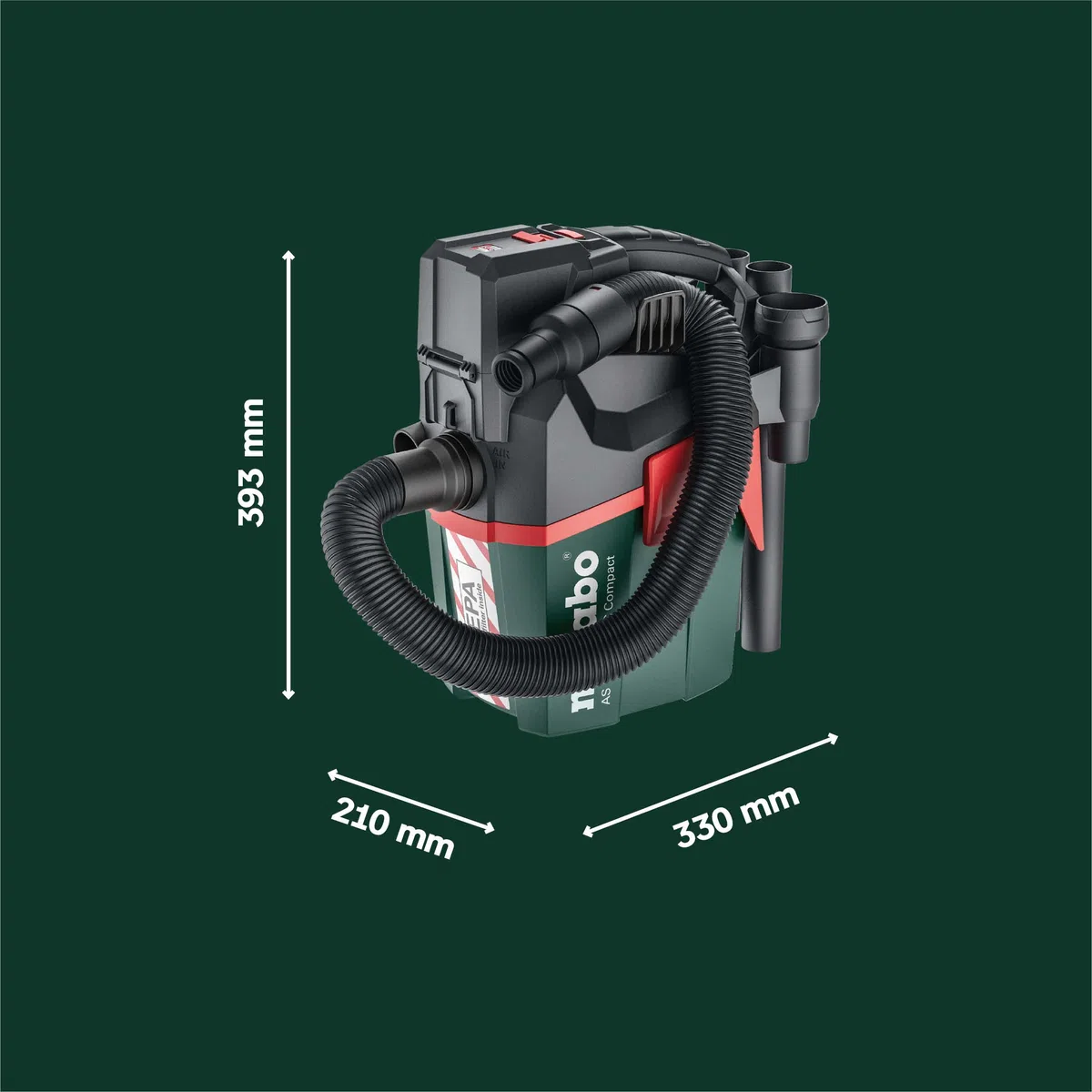 metabo Akku-Sauger AS 18 HEPA PC Compact, 18V Nass- und Trockensauger | Mobiler Mehrzwecksauger mit HEPA-Filter, Blasfunktion und Stretch-Schlauch. Lieferung ohne Akku und Ladegerät.
