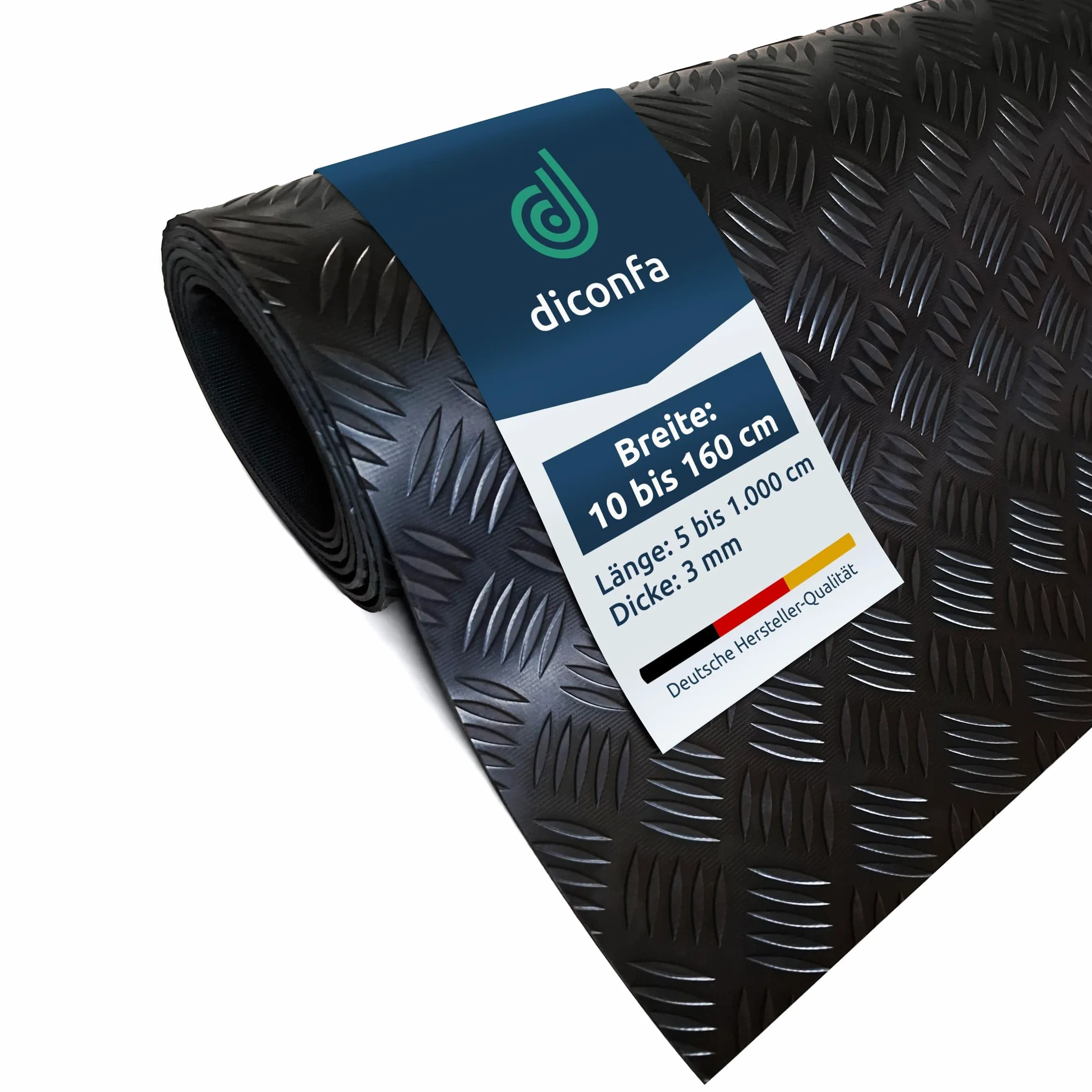 diconfa Gummi-Matte Hammerschlag-Matte 3mm stark - BREITE 0,05m bis 1,6m - LÄNGE 0,05m bis 10m - Auswahl 120 x 135cm (1200 x 1350mm) - UV-stabil geruchsarm rutschfest Riffelblechmatte Riffelmatte