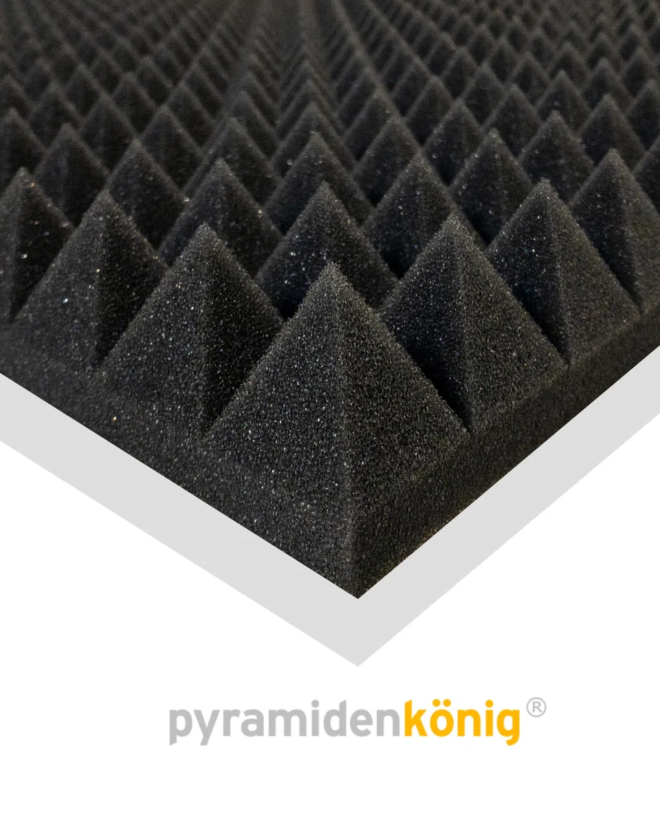80x Pyramiden-Schaumstoff ca. 50x50x5cm, Anthrazit Schwarz, Schaumstoff, Noppenschaum, Dämmung, Akustik, Schallschutz