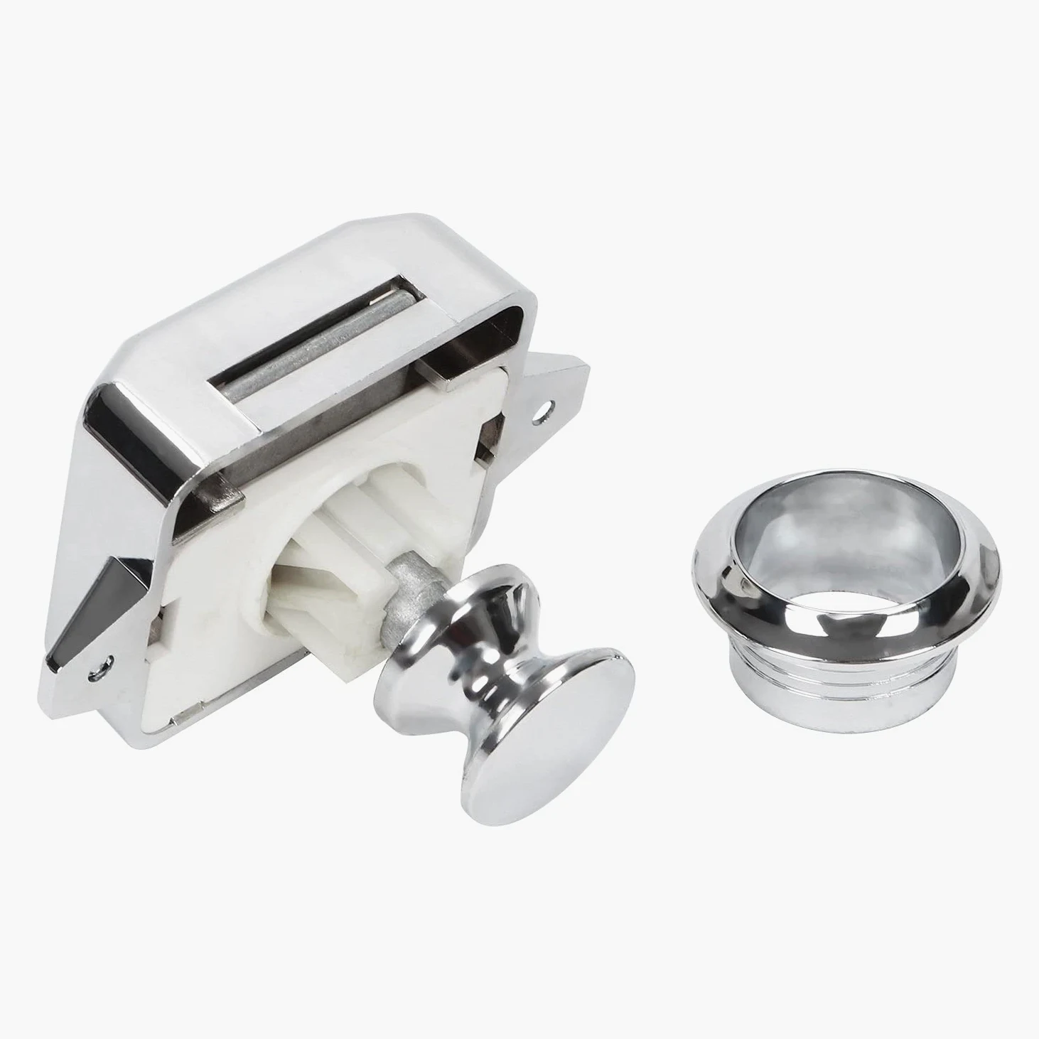 LESOLEIL Push Lock Wohnmobil, Push Button Schloss Door Catch Schrank Schublade Möbelschloss für RV Camper Caravan Wohnwagen Yacht Ship Boat Chrom 5 Stück