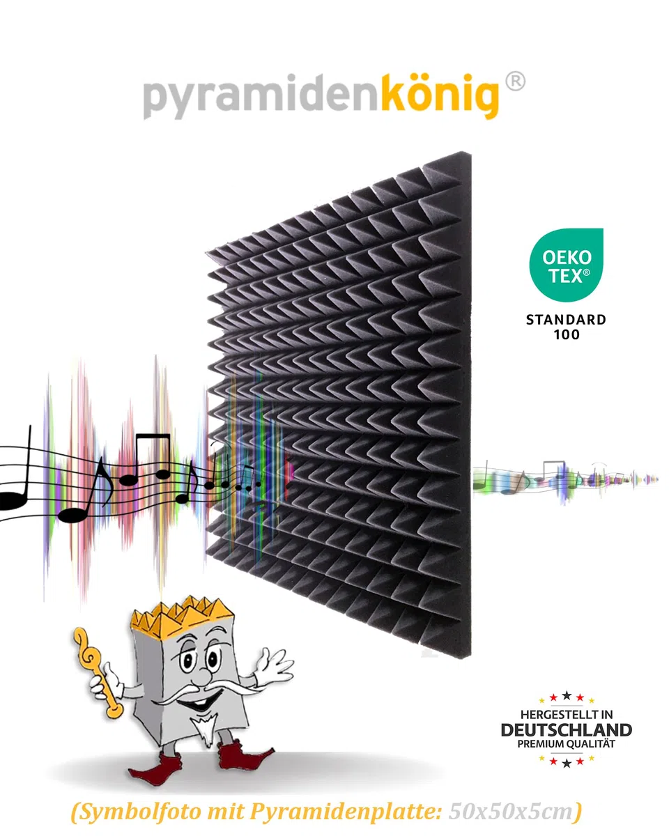 80x Pyramiden-Schaumstoff ca. 50x50x5cm, Anthrazit Schwarz, Schaumstoff, Noppenschaum, Dämmung, Akustik, Schallschutz