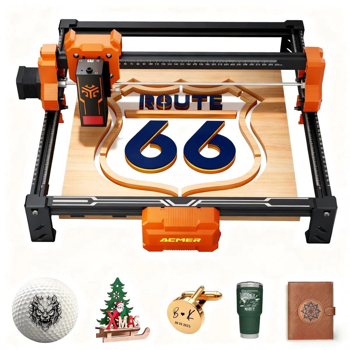 ACMER S2 12W Laser Cutter, 72W Leistung Laser Graviermaschine, Gravieren und Schneiden von Holzplatten mit nur einem Klick für Geldverdienen kleine Unternehmen, Heimwerkerarbeiten, 300 * 300mm