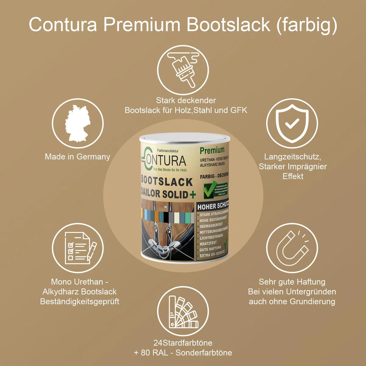 Contura Bootslack Farbig SEIDENMATT Yacht- Buntlack Metall Holz GFK Holzlack Boot Farblos (Farblos, 1 Liter)