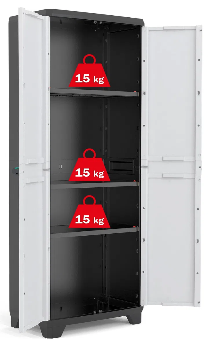 Ondis24 Kunststoffschrank Haushaltschrank Royal Multifunktionsschrank abschließbar mit Füßen 68 x 39 x 173 (H) cm, schnell aufgebaut, bewährtes Modell (173 cm, 1)