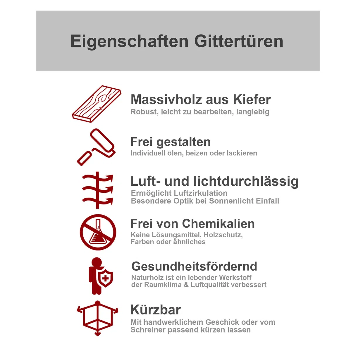 Gittertür Holztür natur 99,3 x 49,4 cm Schranktür Raumteiler Schiebetür für Regale, Schränke, Möbel | Kiefer Holz unbehandelt | Doppel-Paket 2-er Pack