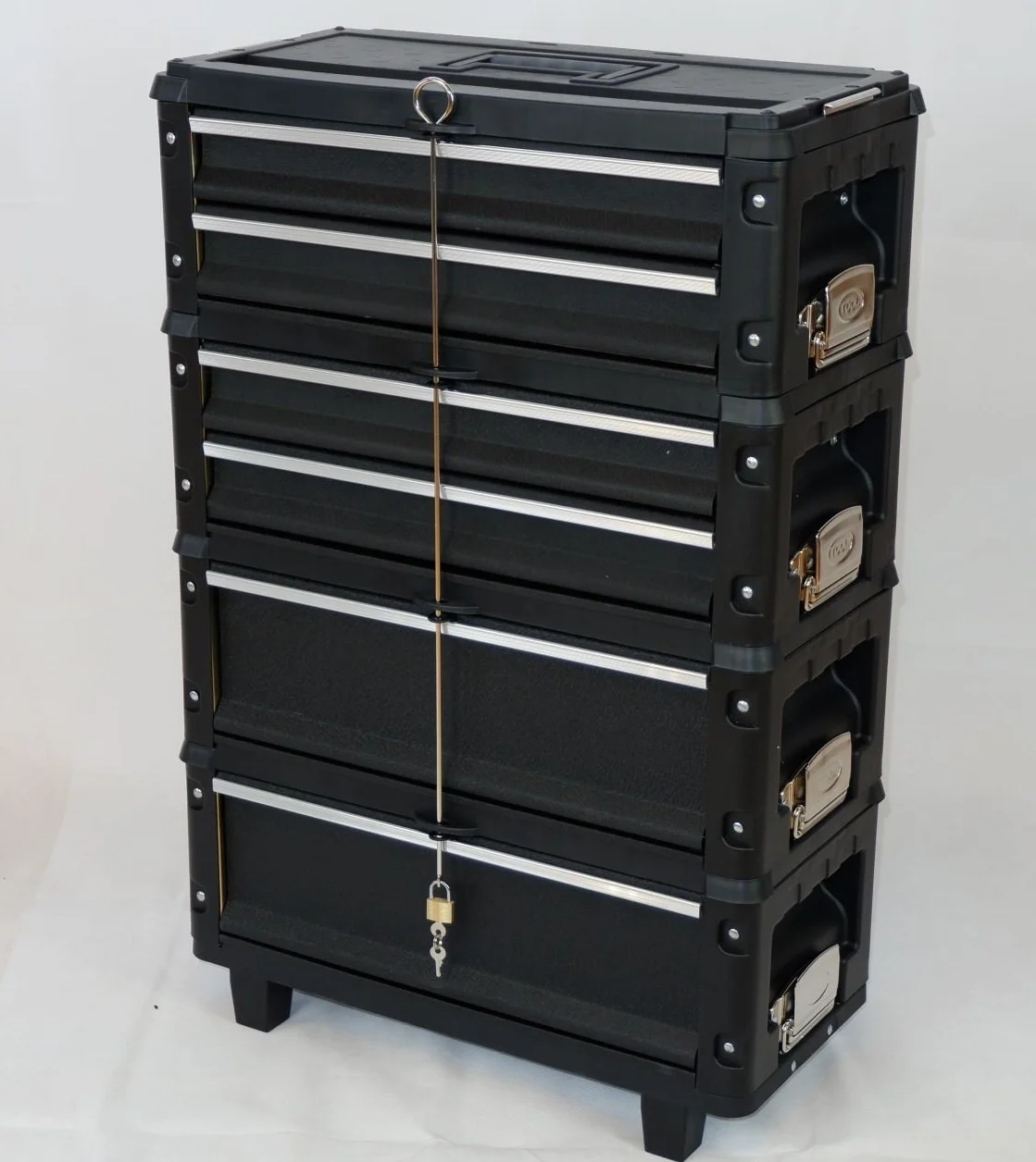 Metall Werkstattwagen rollender Werkzeugtrolley XXL B4-B schwarz mit Schubladenverriegelung und Schloss