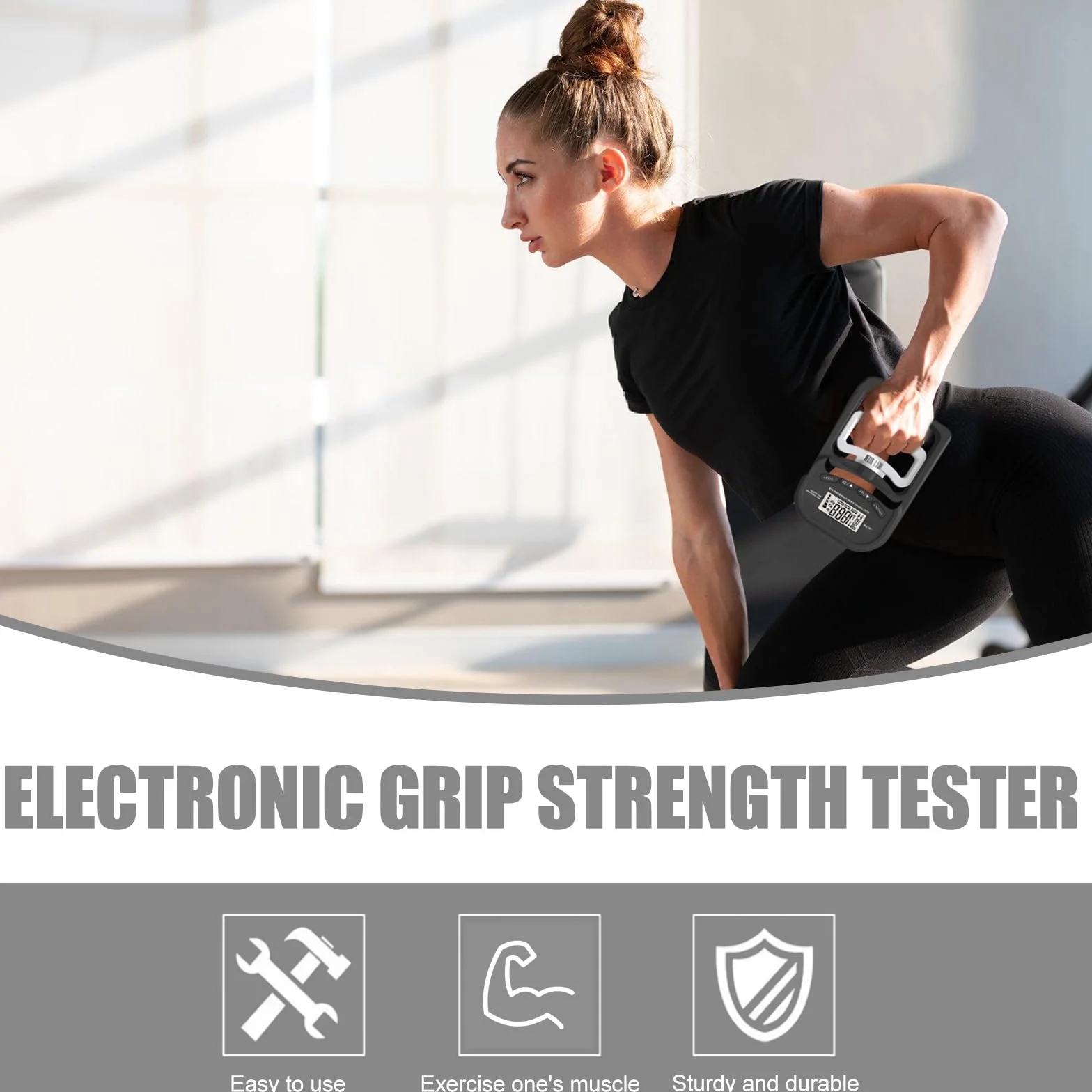 Digitaler Handkraftmessgerät: 396lb/180Kg Elektronische Griffkraft Messgerät, LED Display Grip Strength Trainer, Dynamometer mit USB-Ladekabel, Digitaler Griffstärke-Messung, Hand Dynamometer
