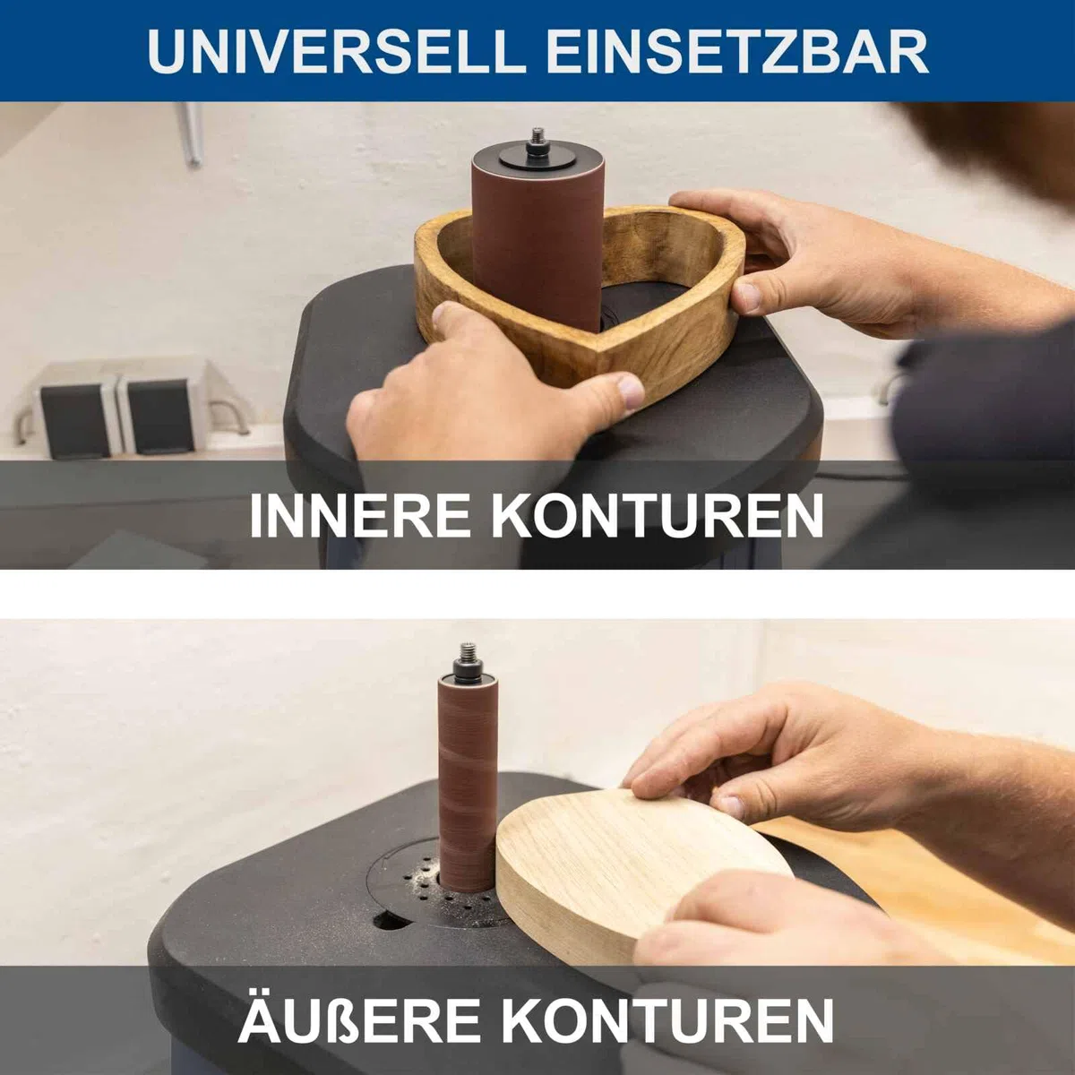 Scheppach Oszillierender Spindelschleifer OSM100 Spindelschleifmaschine mit 6 Schleifhülsen, Walzen & Tischeinlagen | Leistung 450W | Hub 16mm | SpindelØ 12,7mm | Schleifhöhe 98mm | Frequenz 58 min-1