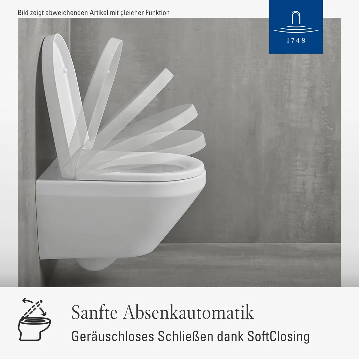 Villeroy & Boch O.novo WC-Sitz - Toilettendeckel mit Absenkautomatik - Abnehmbarer, bruchsicherer Toilettensitz aus Duroplast - Original Ersatzteil - Klodeckel in D-Form - Weiß Alpin, glänzend