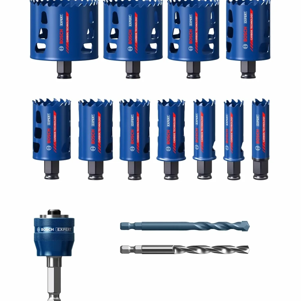 Bosch 11x EXPERT Tough Material Lochsäge Set (für Holz mit Metall, Ziegelstein, Ø 20-76 mm, Professional Zubehör Bohrmaschine/Schrauber)