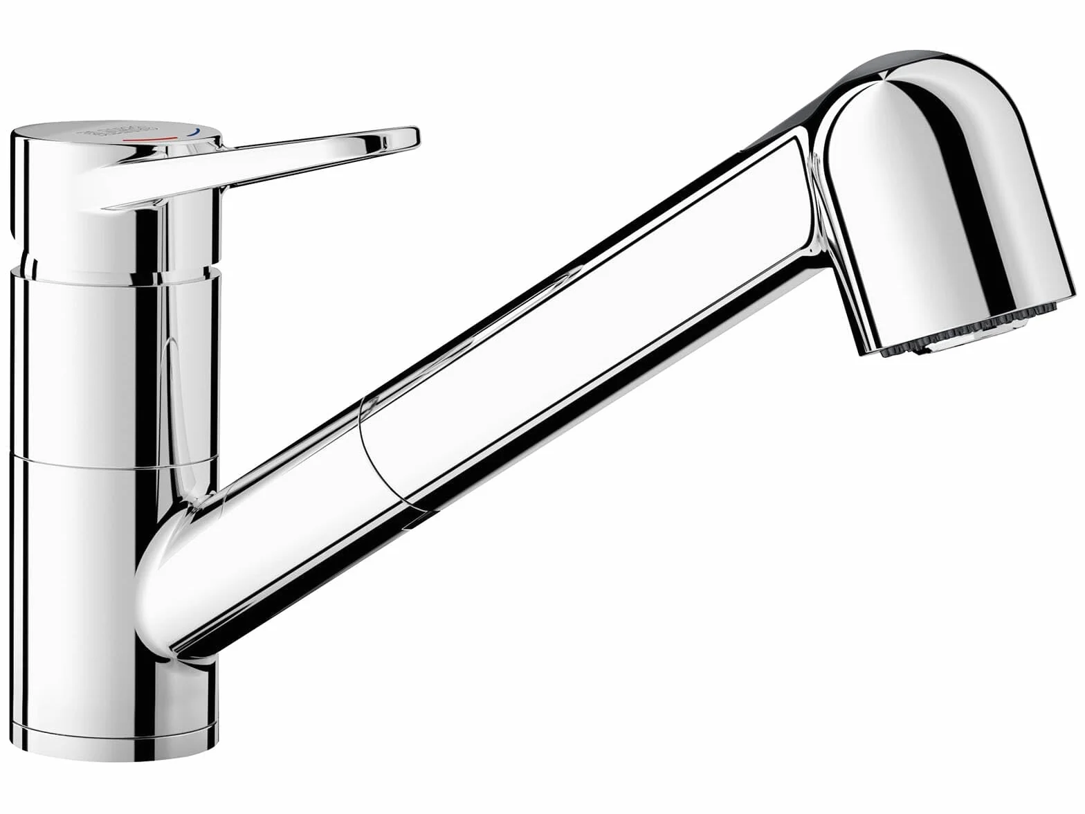 BLANCO WEGA-S II | Küchenarmatur in chrom | Hochdruck | Mit herausziehbarem Schlauch | Rückflussverhinderer | Keramik Kartusche | Gesicherte Wasserqualität & wassersparend | [4,8x25,9x18,5 cm]