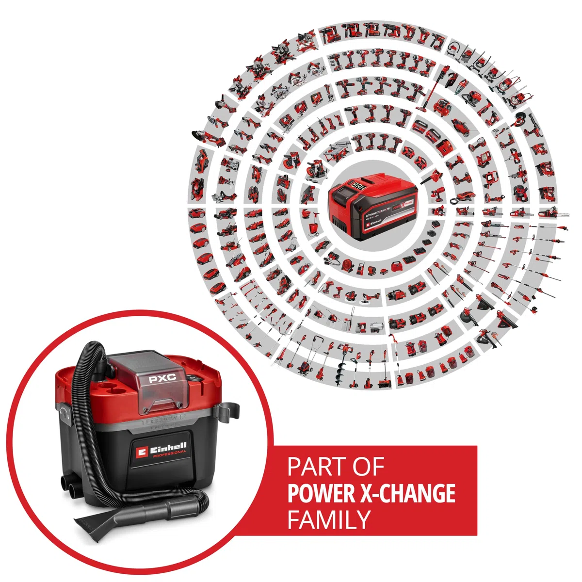 Einhell Professional Akku-Nass-Trockensauger TP-VC 18/10 Li BL L-Solo Power X-Change 18 V Brushless 10 L