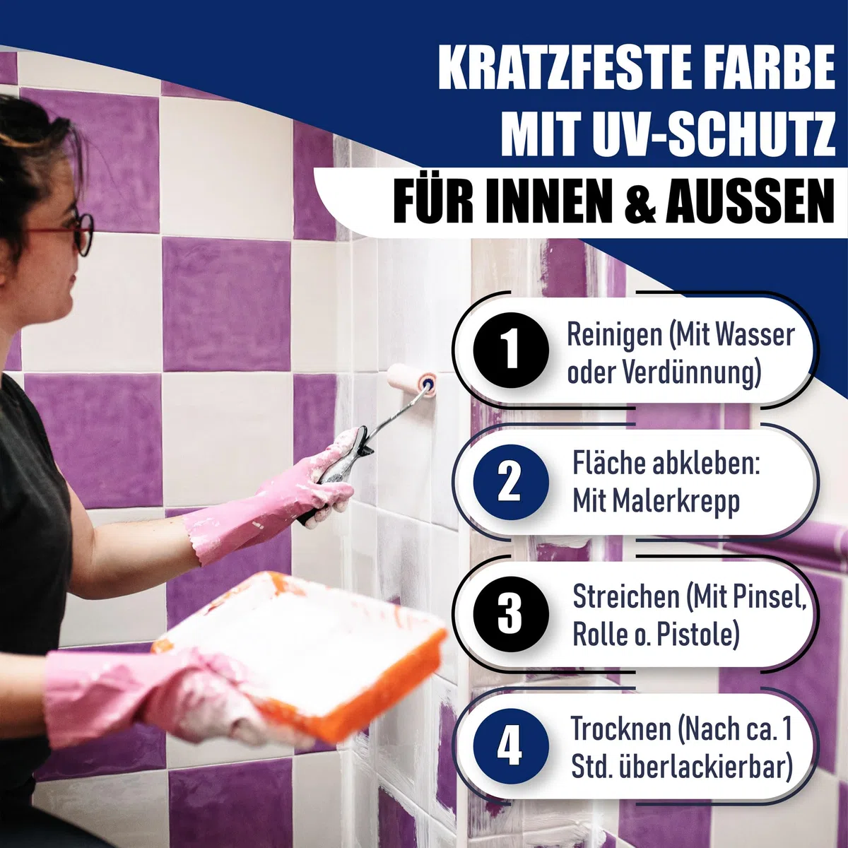 Hamburger Lack-Profi Fliesenlack GLÄNZEND Cremeweiß RAL 9001 Fliesenfarbe (1 L)