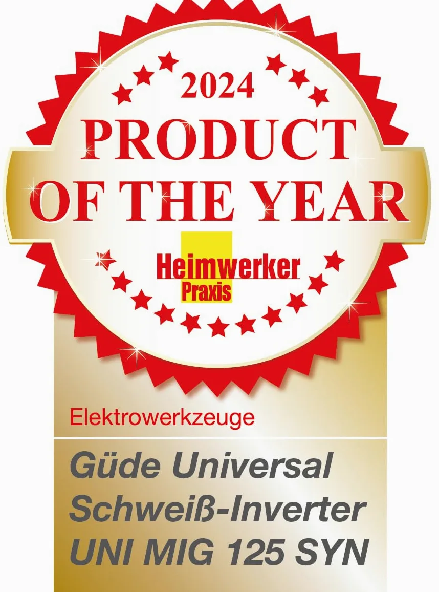 Güde Universalschweissgerät Uni-Mig 125 SYN (230 V, 4 in 1, 120 A max. Schweißstrom, 20-120 A Regelber., inkl. Elektrodenhalter, Schlauchpaket, Masseklemme, Schlackenhammer, Schweißschild & Fülldraht)