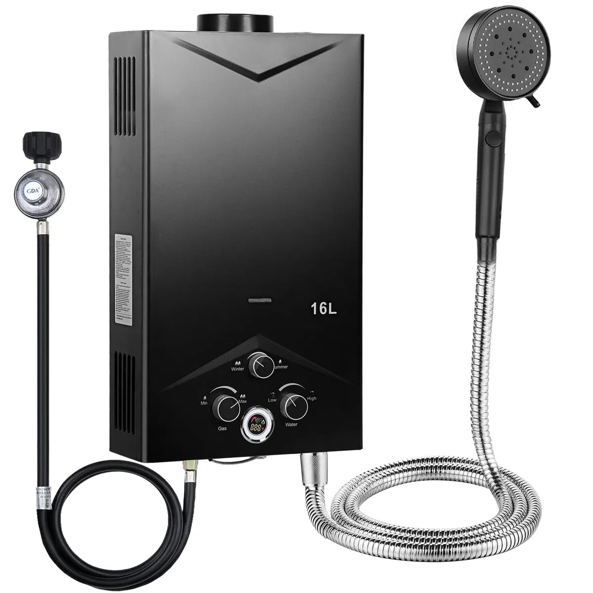 Gas Durchlauferhitzer Outdoor, Gasdurchlauferhitzer für Camping, Dusche & RV mit Display, 4,21 GPM 16 L, 68.000 BTU/h