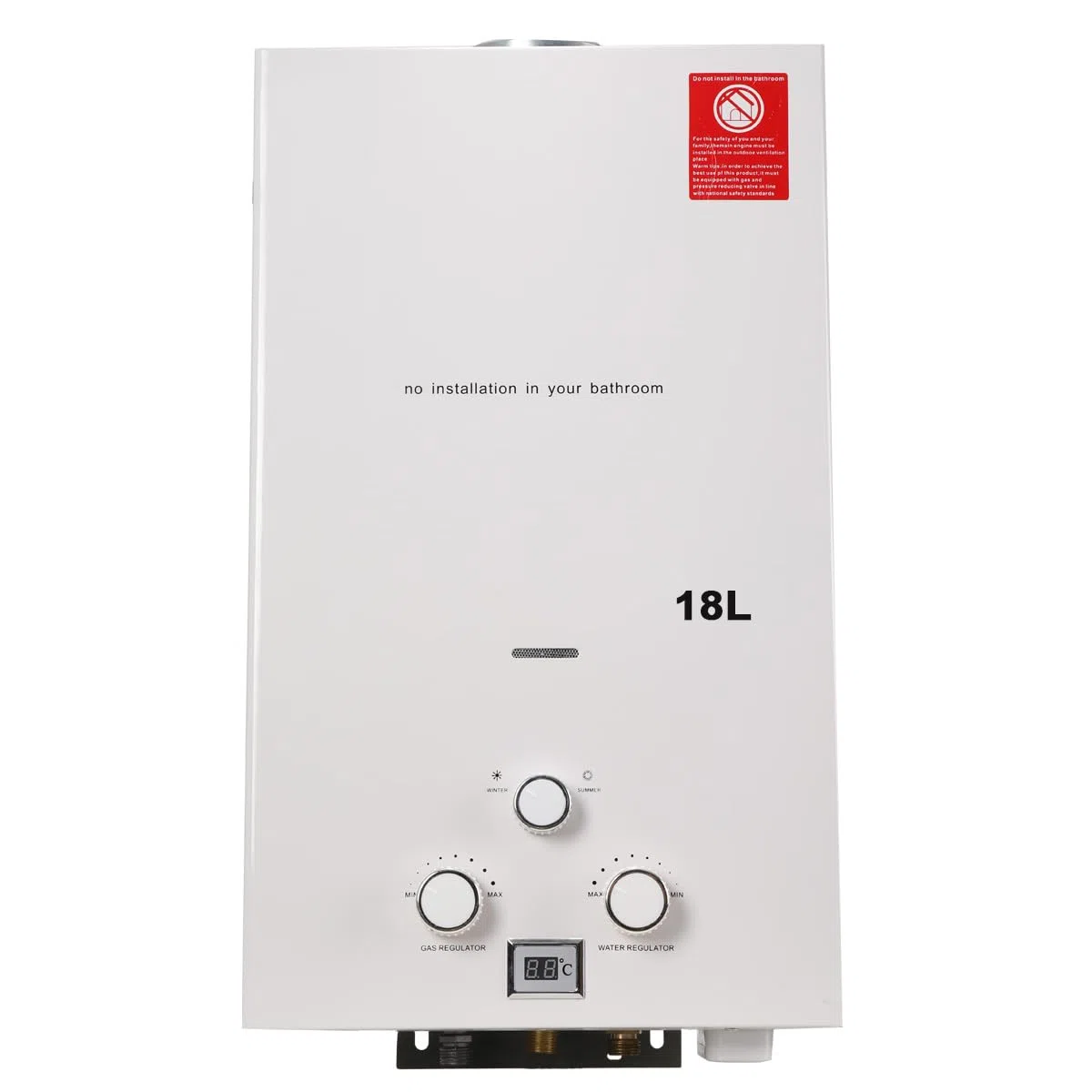 18L Gas Durchlauferhitzer,36KW LPG Warmwasserbereiter Instant Heißwasserbereiter Flüssiggas Durchlauferhitzer Warmwasserspeicher mit Plating-Duschkopf-Set,Weiß