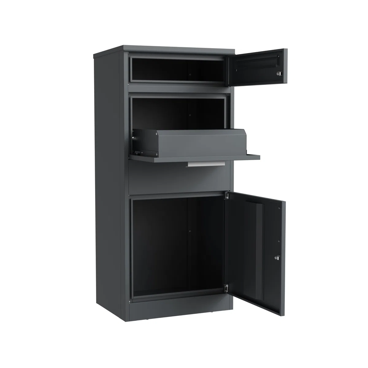 DEGAMO Paketbox Briefkasten Bremen 50x38x112cm, Stahl anthrazit RAL 7016, stehend, wasserdicht