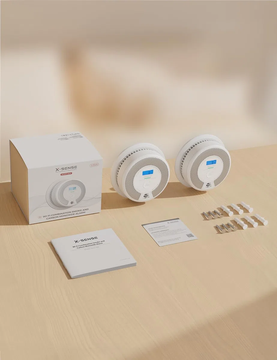 X-Sense WLAN-Rauch- und Kohlenmonoxidmelder mit austauschbarer Batterie, Smart Kombinationsmelder mit App, kompatibel mit der X-Sense Home Security-App, SC07-WX, 2er Set