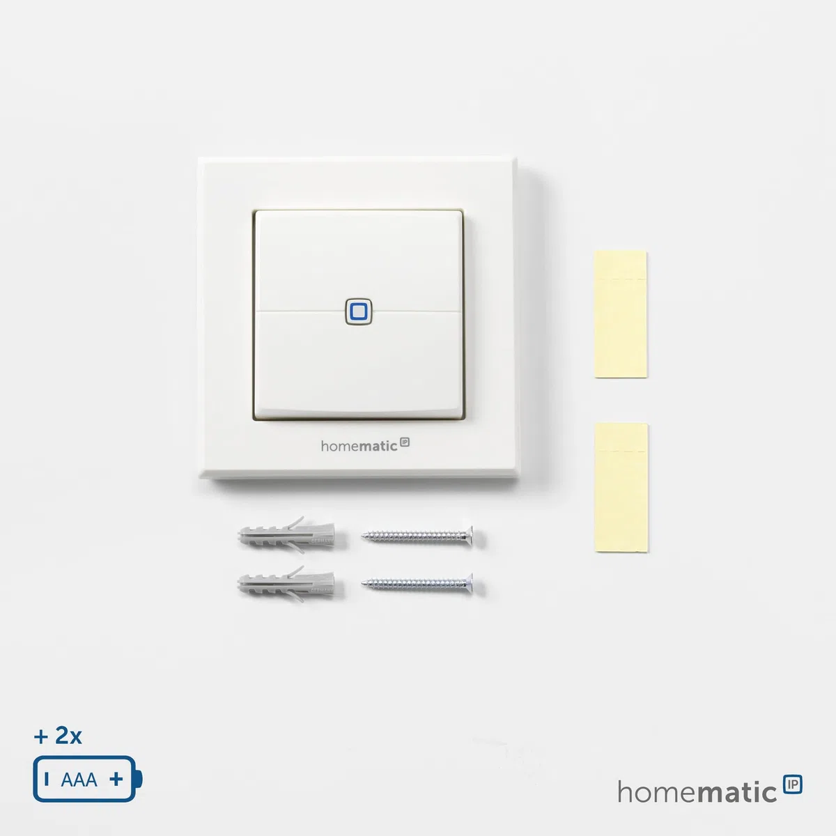 Homematic IP Smart Home Wandtaster – 2-fach, Wandschalter, zwei Tasten, Zubehör für Ihr Homematic IP Smart Home, universell einsetzbar, schaltet Aktoren und Thermostate, kabellos, 161830A0
