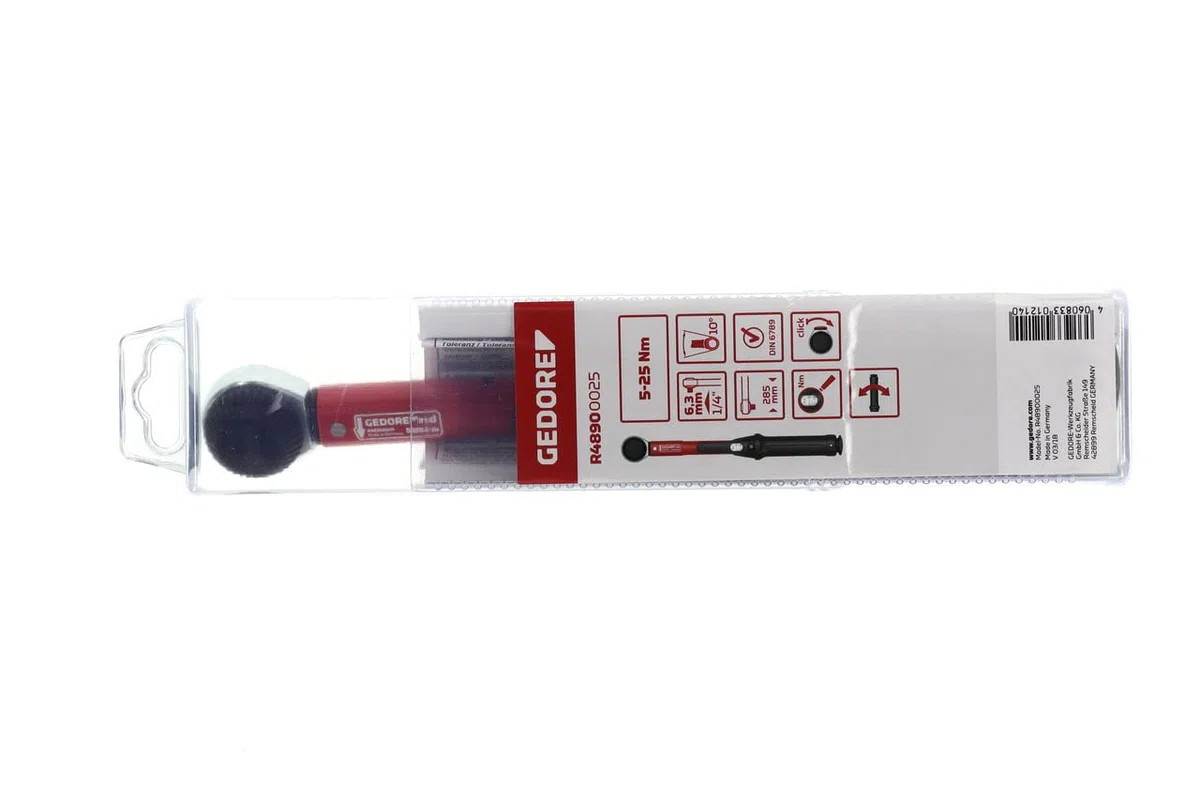 GEDORE red Drehmomentschlüssel für Links- und Rechtsgewinde, 1/4 Zoll, 5-25 Nm, Stahlrohr, Rot/Schwarz