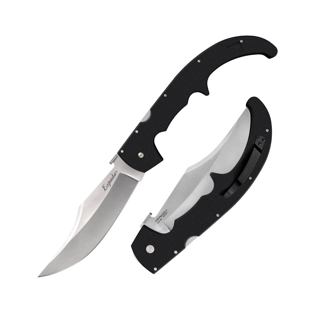 Cold 62MGB Steel, Taschenmesser, XL Espada Lockback, Klinge: 19,1 cm, G10, Schwarz, Klappmesser, Taschenclip, Stonewash