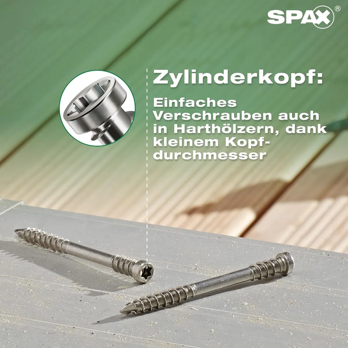 SPAX Terassenschraube 5 x 60 mm, 360 Stück - Schrauben, Fixiergewinde, Zylinderkopf, T-STAR plus T25, CUT-Spitze, rostfreier Edelstahl A2-8000000276613