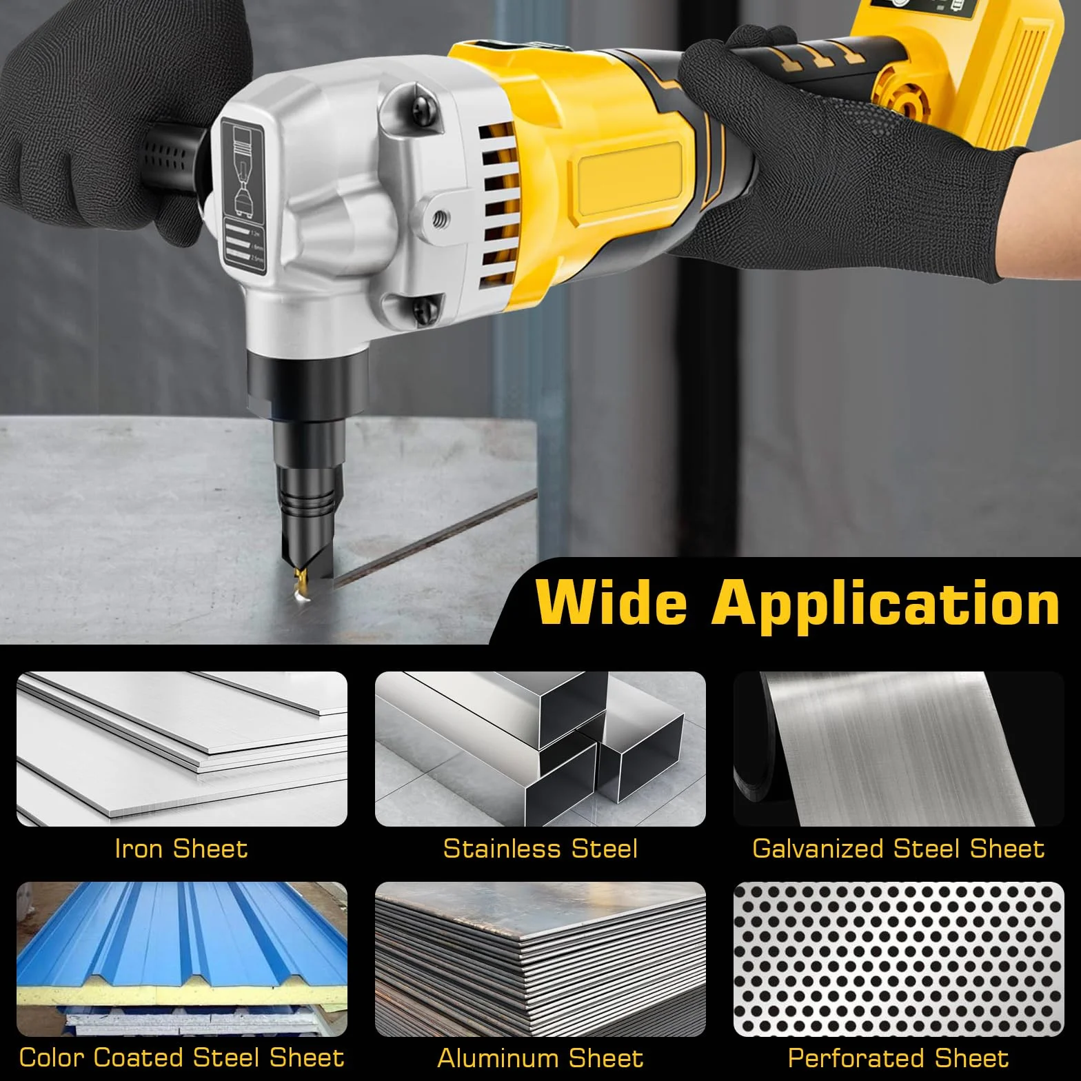 Blechknabber, Akkubetriebener Metallknabber Kompatibel mit Dewalt 18V Akku, Akku Knabber, Blechnibbler Aufsatz, 1900SPM, 3.5m/min, 950W, 3 Stufige Bürstenlose Elektro-Metallschere Blechknabber