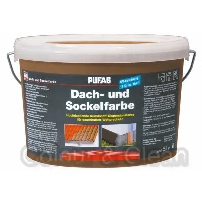 Pufas Dach- und Sockelfarbe 5L Farbe: Sandstein 954neu Dachfarbe Sockel-Anstrich