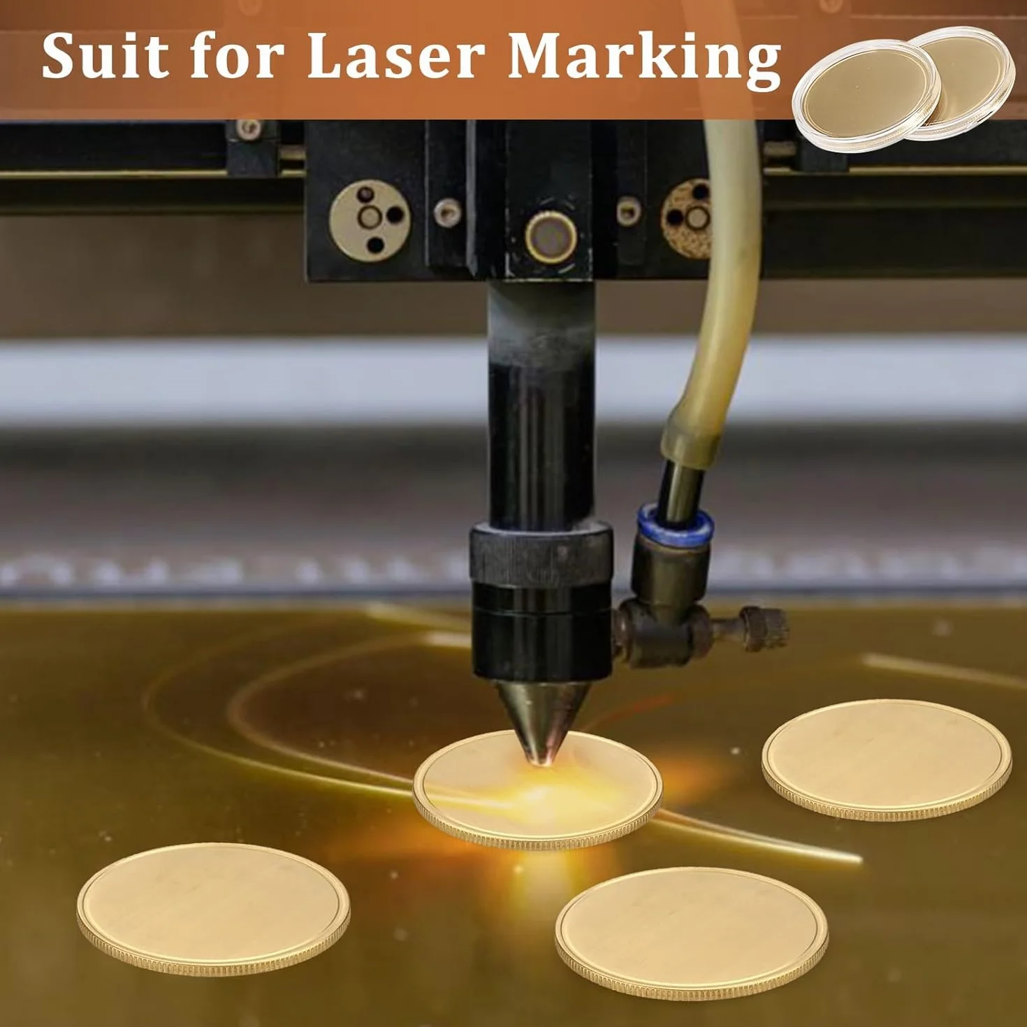 20 Stück Messing Rohling Münze, 40MM DIY Brass Coin, TOOSOAR Material für Faserlaser-Gravurmaschine