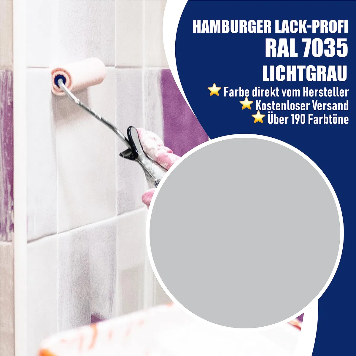 Hamburger Lack-Profi Fliesenlack MATT Lichtgrau RAL 7035 Grau Fliesenfarbe (5 L)