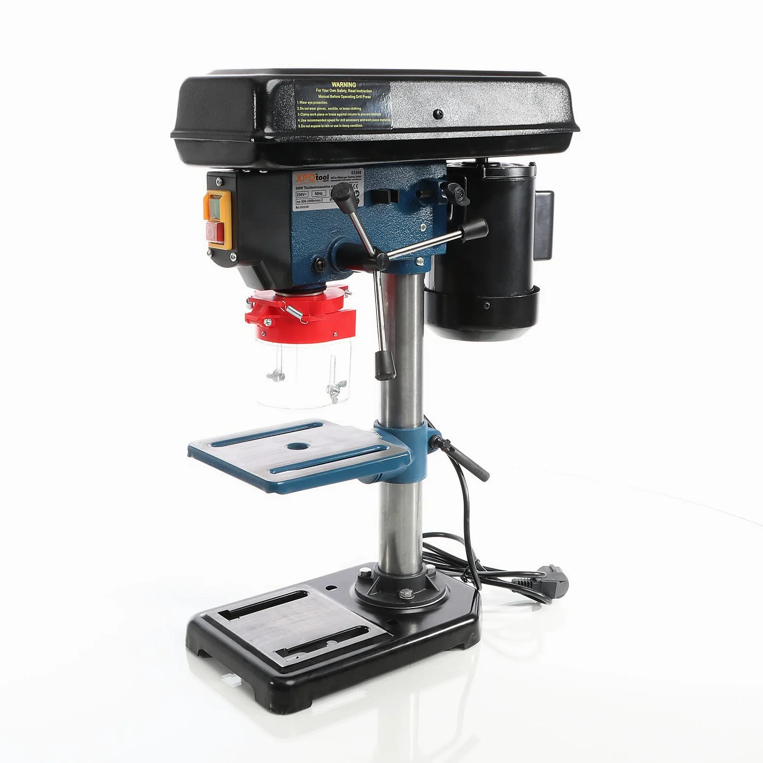 XPOtool Tischbohrmaschine 500 W, Standbohrmaschine mit Laser, 1,5-16 mm Bohrfutter und 500-2500 U/min, Säulenbohrmaschine Ständerbohrmaschine