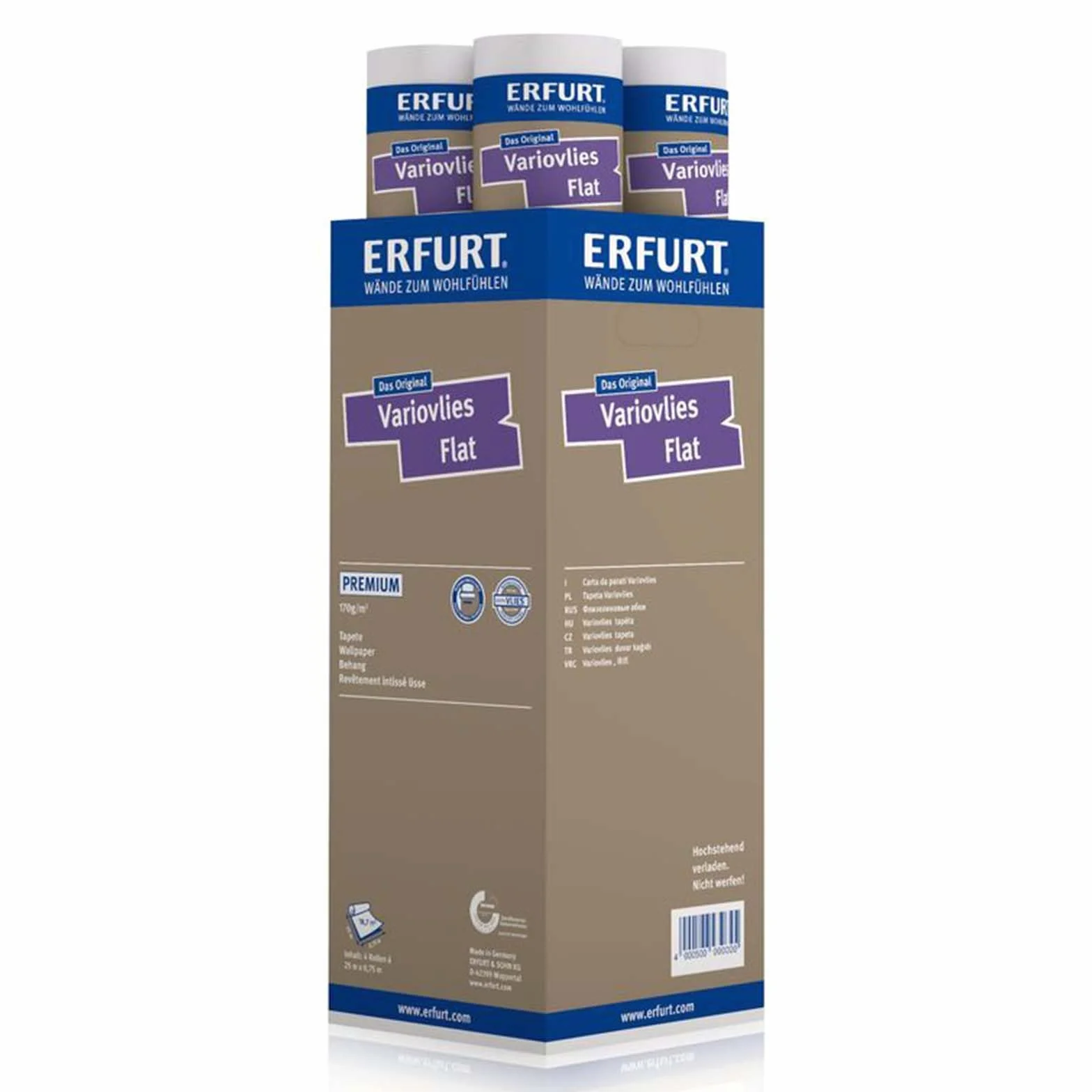 Erfurt Variovlies FLAT Premium 170g Zellulose-Glattvlies 25X0.75 Tapete 4 Rollen 1003706