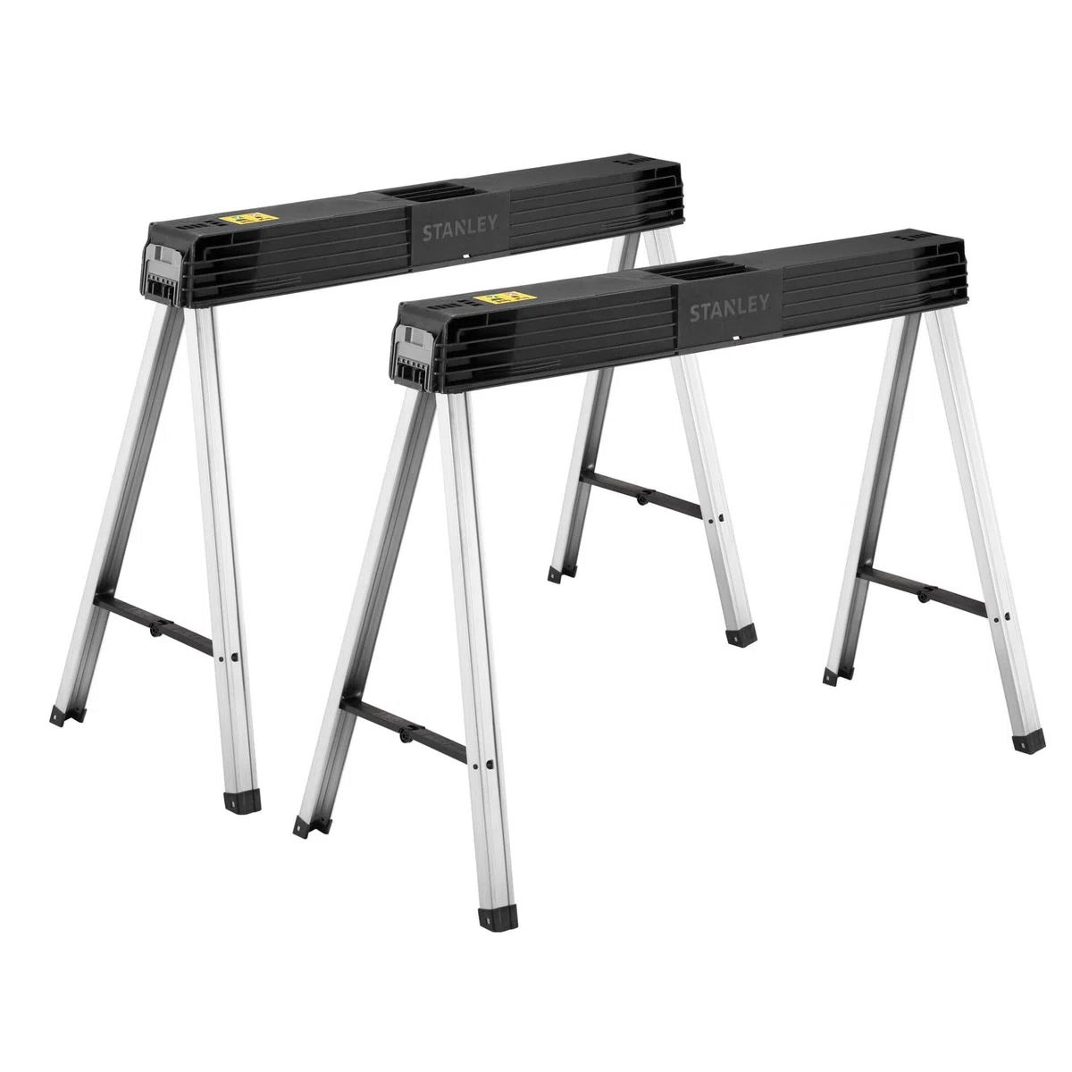 STANLEY 340 kg Folding Metal sawhorses (Pair), 1-97-475, Black