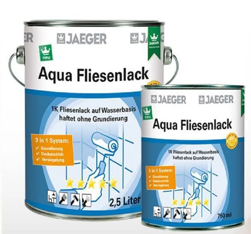 Jaeger Aqua Fliesenlack für Wandfliesen, seidenmatt (750 ml, terra (dunkelbraun0802))